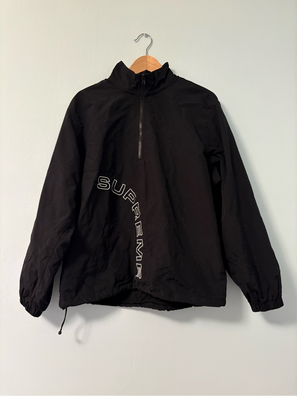 Supreme 2018 Black Quarter Zip Arc Logo Windbreaker Medium